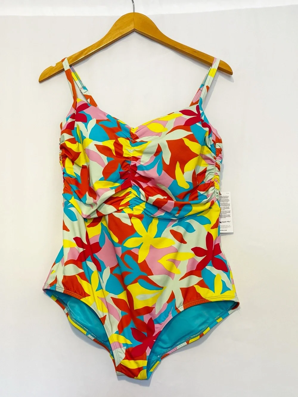 Lands End Sweetheart One Piece Swimsuit Adjustable Straps Floral Print Size 16‎